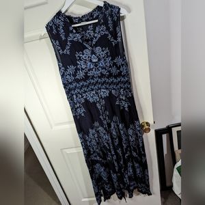 Bila Women's blue print boho sleeveless dress size large